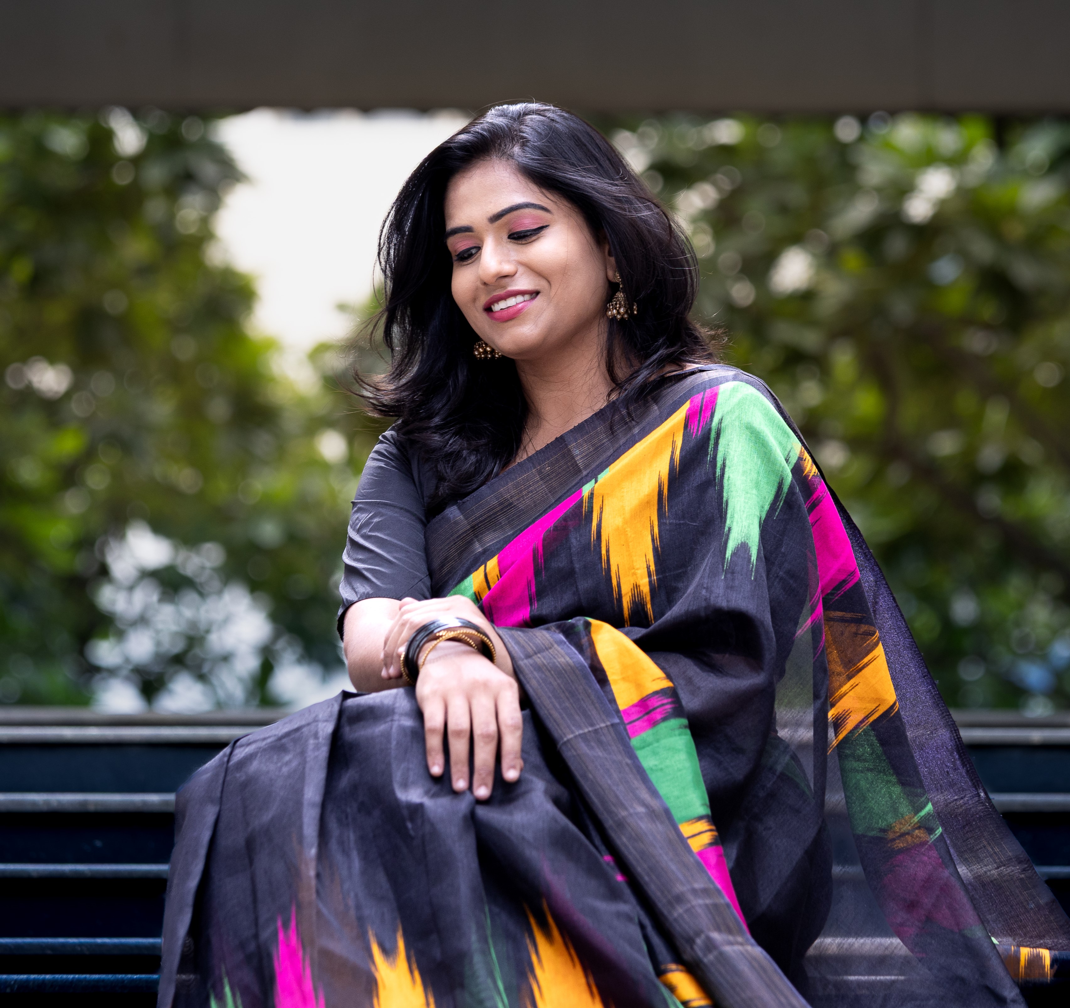 Candid outdoor saree portrait