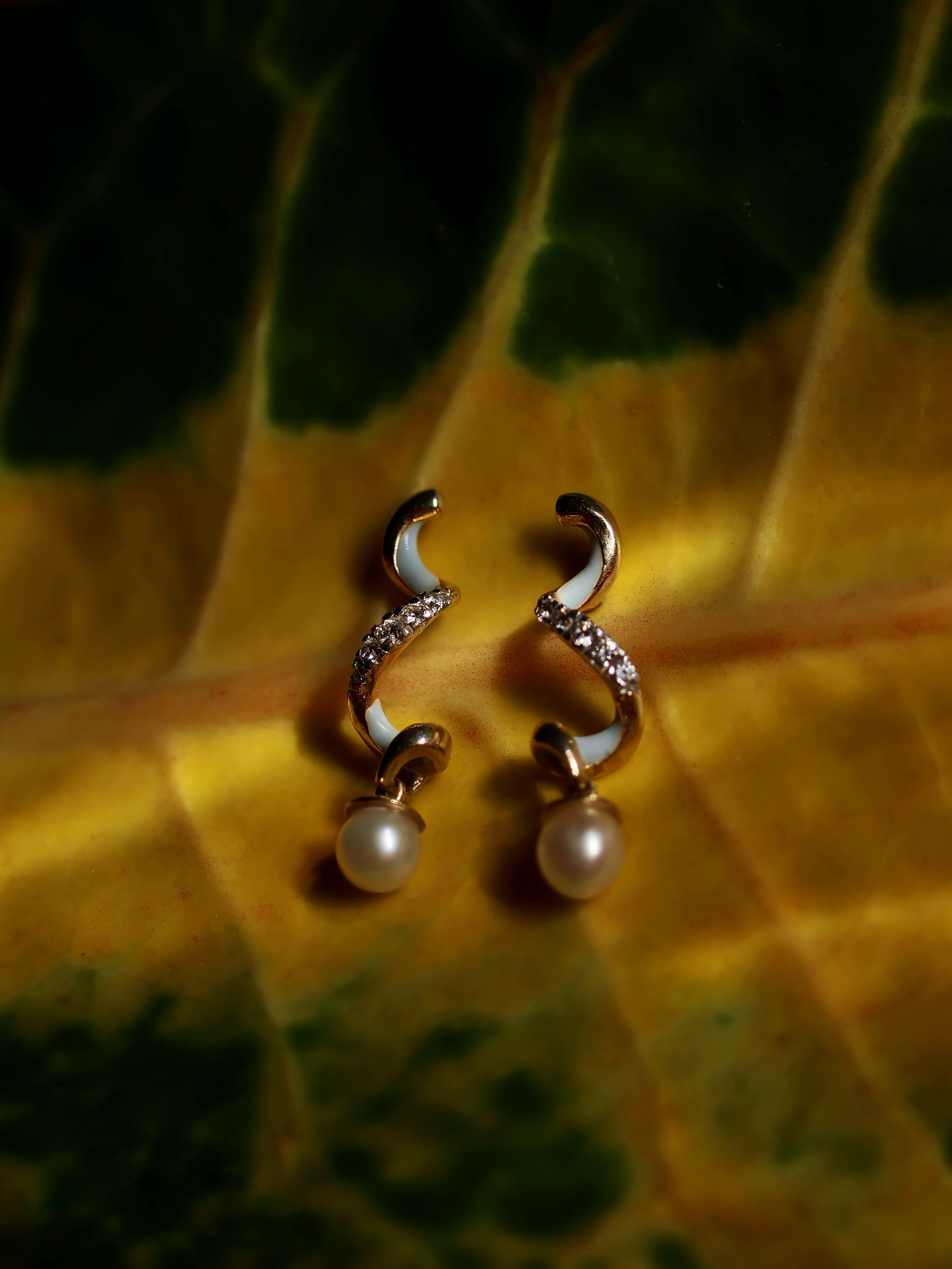 Pearl earrings product shot
